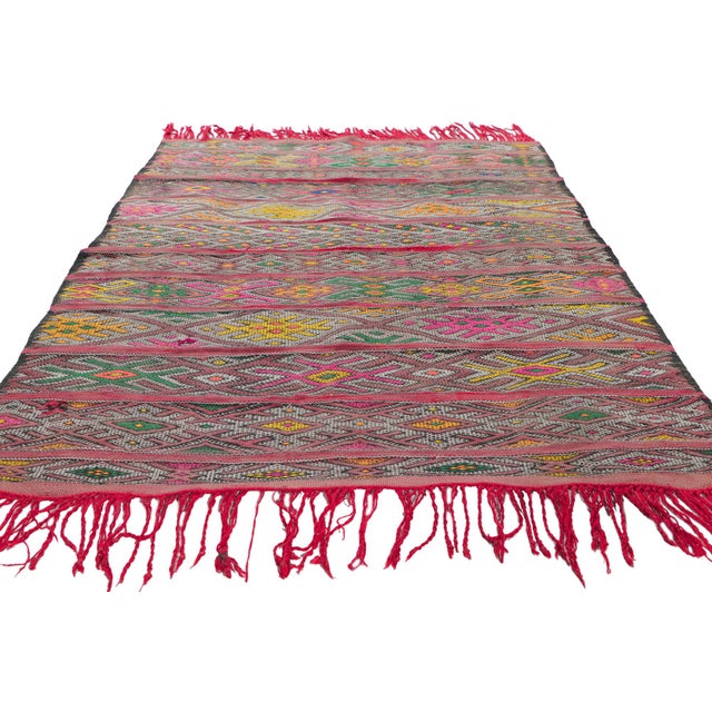Tribal Vintage Zemmour Moroccan Kilim Rug, 02'09 X 03'11 For Sale - Image 3 of 9