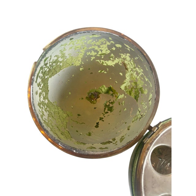 Metal 19th Century French Green Mercury Glass Egg Form Liqueur Cave With Decanter and Glasses - 5 Piece Set For Sale - Image 7 of 7