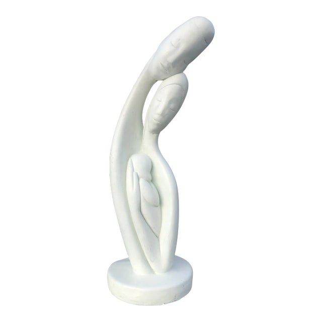 Modern Boho Plaster Sculpture of Young Family For Sale