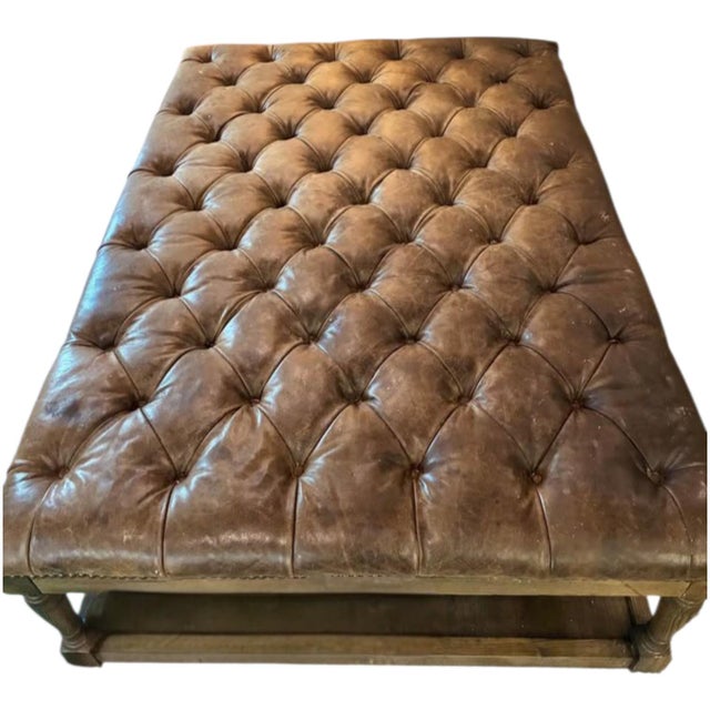 Perfect Blend of British Elegance & Modern Versatility With the Thomas Rectangular Chesterfield Leather Ottoman. For Sale - Image 4 of 4