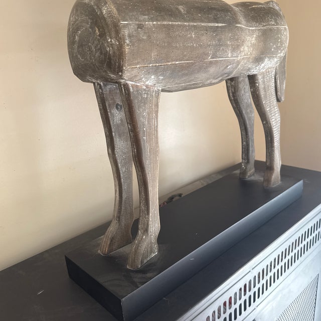 Farmhouse Primitive Folk Art Carved Wooden Horse Statue For Sale - Image 3 of 7