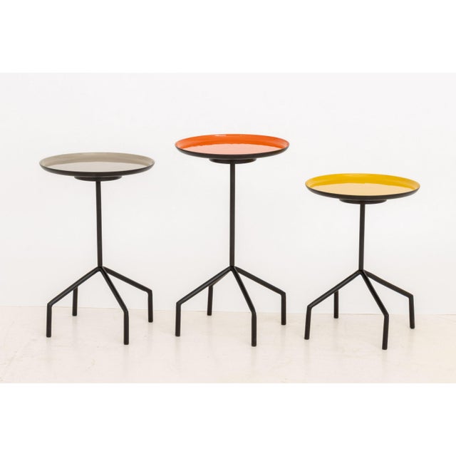 Contemporary Set of Three Herman Miller Style Enameled Steel Graduated Side Tables For Sale - Image 3 of 12
