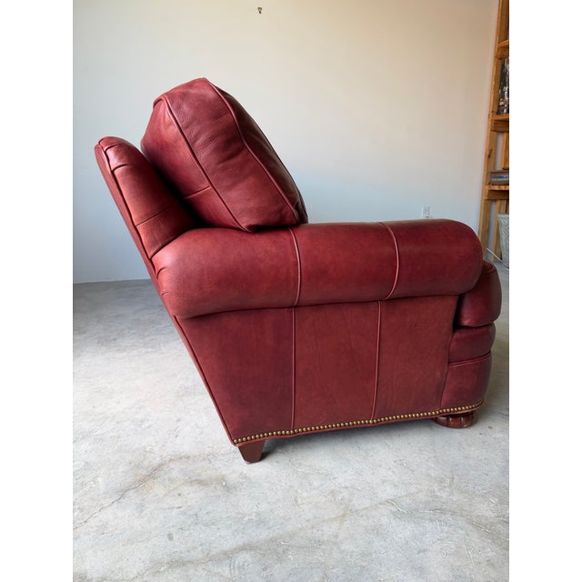 Vintage Hancock & Moore English Style Red Leather 3-Seater Sofa For Sale - Image 10 of 12