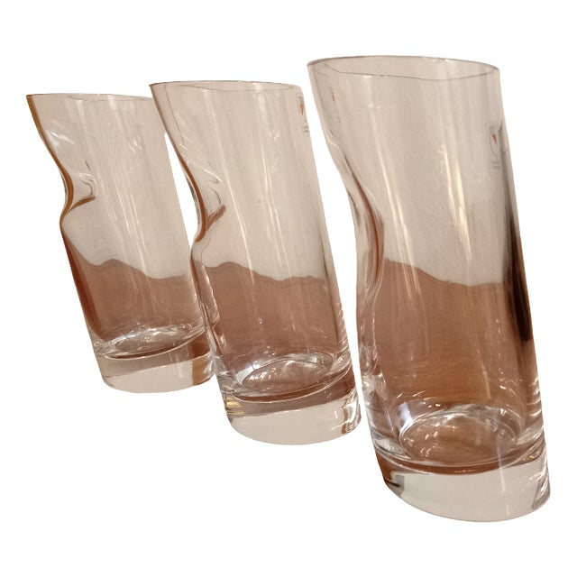Ice Stopper Glasses by Angelo Mangiarotti for Cristallerie Colle, 1980s, Set of 3 For Sale