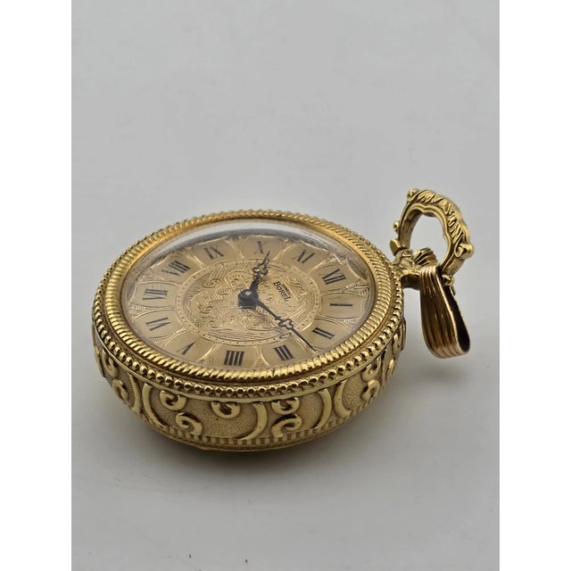 Rare Vintage Ornate "Ernest Borel" 17 Jewel Gold Plated Pendant Watch Works For Sale - Image 9 of 16