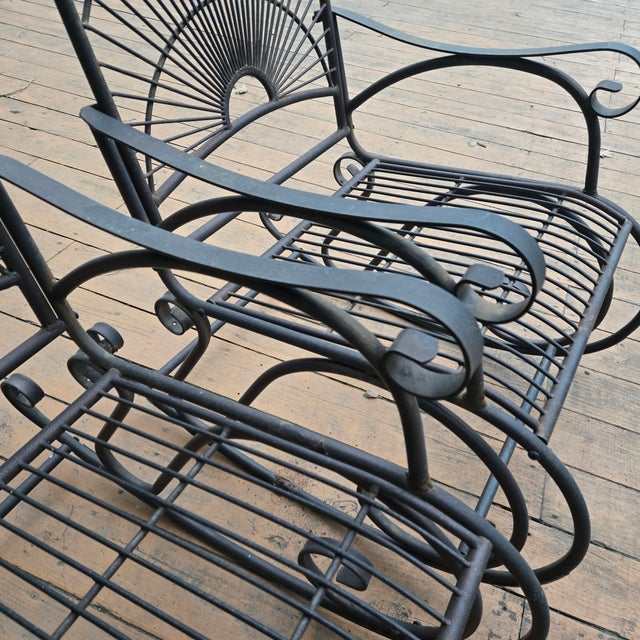 Late 20th Century Metal Outdoor Rocking Chairs Set of 4 For Sale - Image 4 of 4