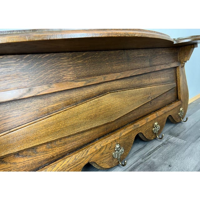 French Oak Coat Rack with Five Hooks For Sale - Image 4 of 9