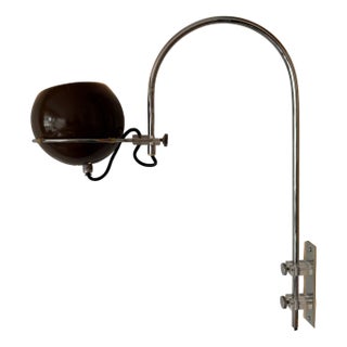 Vintage Dutch Mushroom Arc Wall Lamp in Brown Acrylic Glass and Chrome attributed to Gepo For Sale