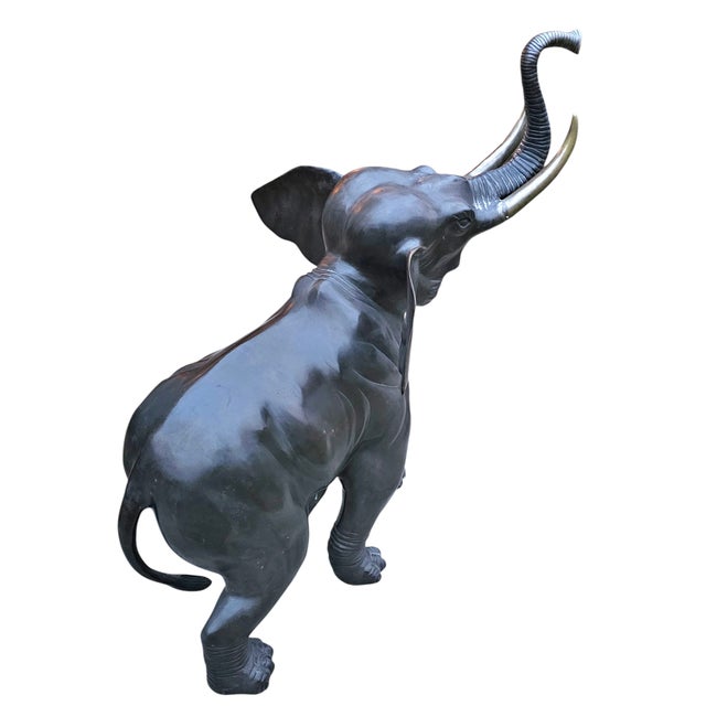 Mid 20th Century Vintage 42.5" H Bronze Elephant Statue For Sale - Image 5 of 7