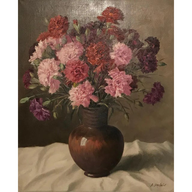 Albert Duplain, Bouquet of Flowers, Oil on Canvas, 1960s For Sale - Image 6 of 6