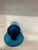 1960s Mid Century Modern Empoli Deep Teal Blue Optic Art Glass Vase With Pedestal - Italian Mouth Blown Empoli For Sale - Image 11 of 12