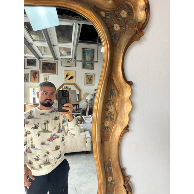 1960s 1960’s Italian Hollywood Regency Carved Wood Gilt Wall Mirror For Sale - Image 5 of 12