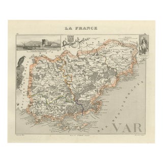 Antique Map of the Var with Draguignan, 1860 For Sale