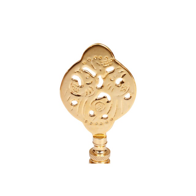 Chinoiserie Chinoiserie Brass Lamp Finials - A Pair For Sale - Image 3 of 3