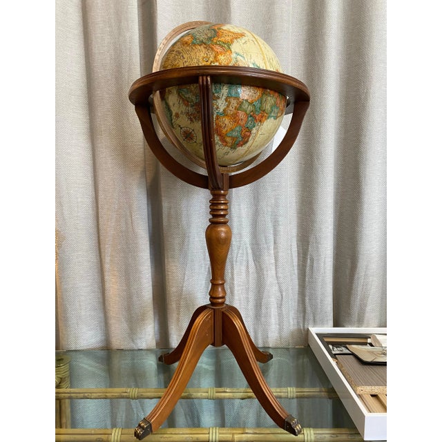 Terrestrial Globe W/Wood Stand For Sale - Image 4 of 4