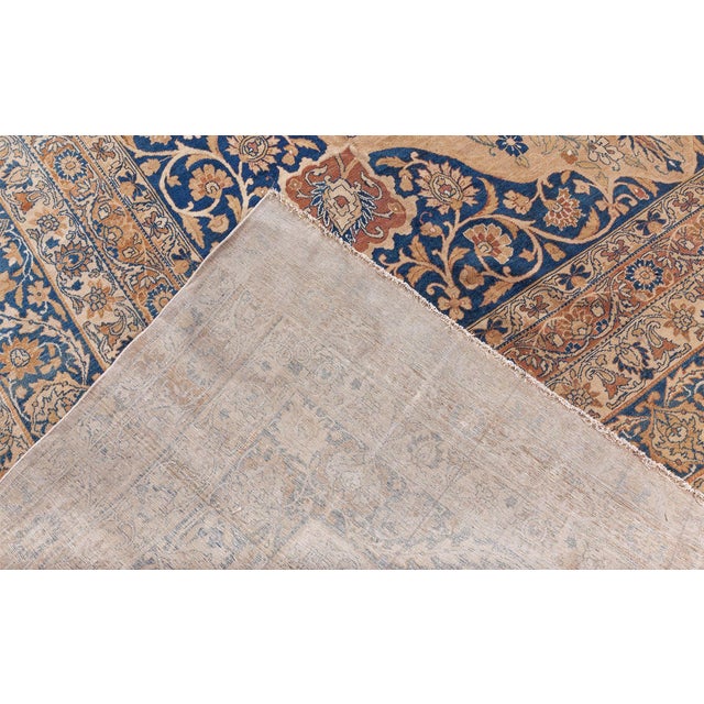 Textile 1920s Persian Kirman Botanic Beige, Brown, Black Handmade Wool Rug For Sale - Image 7 of 10