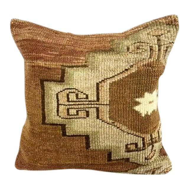 20 x 20 Rug Pillow Ottoman Serene Turkish Pillow Cushion Cover For Sale