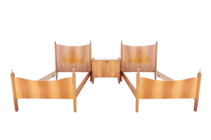 Couple Single Beds with Bedside Table, Set of 3