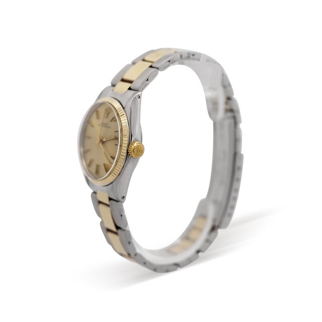 Rolex Vintage Rolex Oyster Perpetual 6551 Two Tone 18k Gold Champagne Dial 31mm Watch For Sale - Image 4 of 9