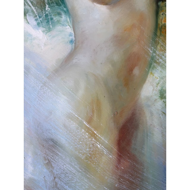 1970's Vintage Female Nude Oil Painting on Canvas – Framed For Sale In Miami - Image 6 of 13