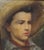 American Antique Oil Portrait of a Young Boy in a Straw Hat For Sale - Image 3 of 18