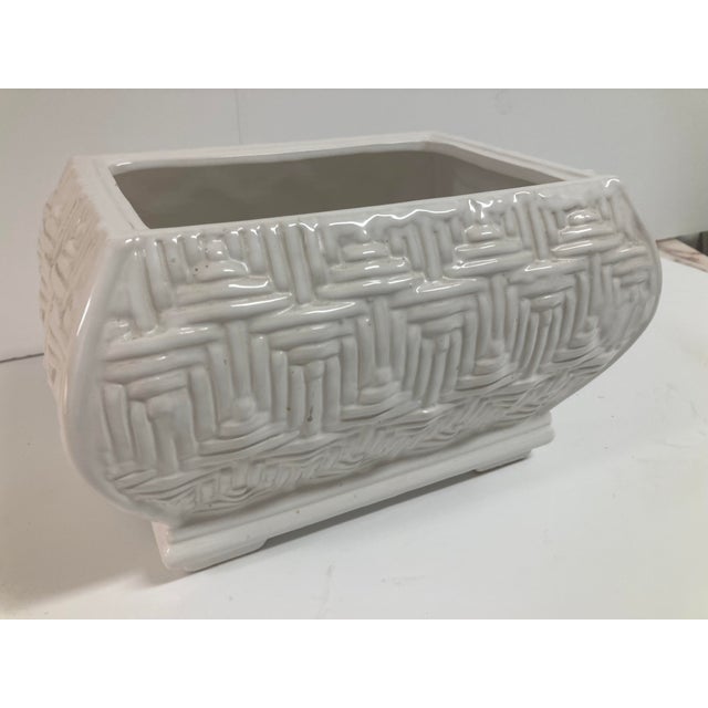 Boho Chic Boho Chic Basket Weave Ceramic Cache Pot For Sale - Image 3 of 10