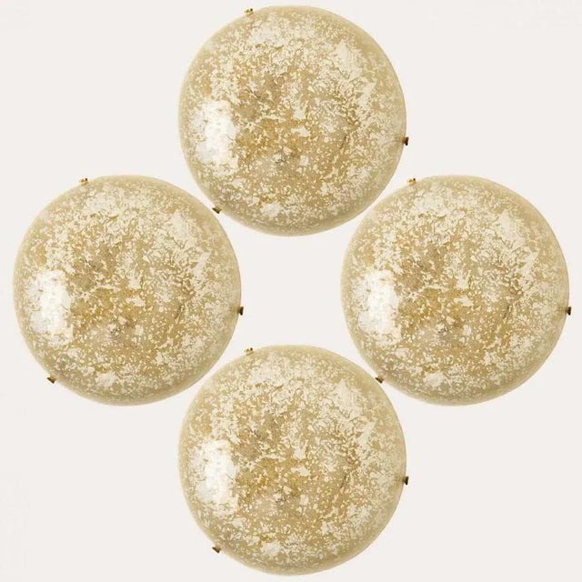 Vintage Round Snowflake Glass Flush Mount, Germany, 1970 For Sale - Image 3 of 12