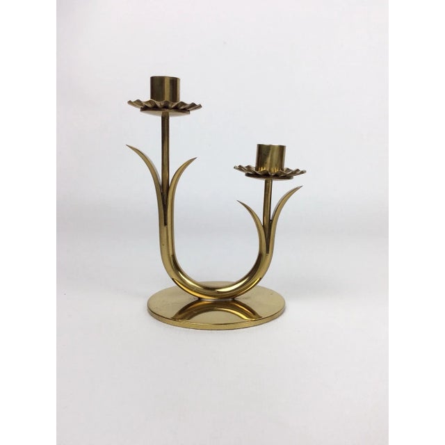 Gold Vintage Swedish Candleholders by Gunnar Ander for Ystad-Metall, Set of 2 For Sale - Image 8 of 10