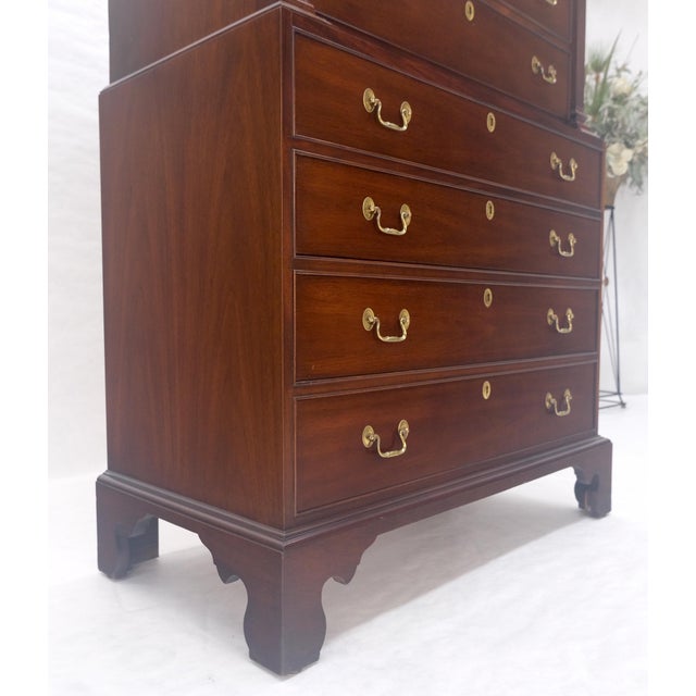Mahagony 83" Tall 11 Drawers Finials Highboy Chest Dresser Chippendale MINT For Sale - Image 12 of 16