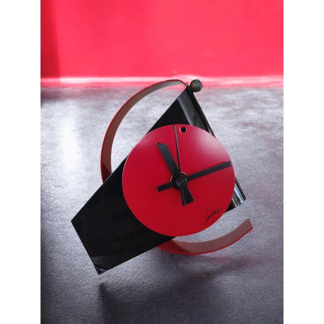 Radical Table Clock in Lacquered Metal, 1980s For Sale - Image 4 of 6