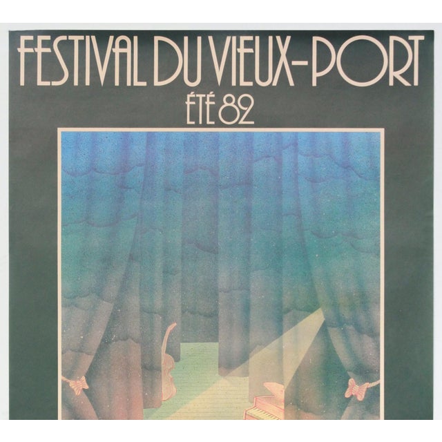 Illustration 1982 Vintage Canadian Exhibition Poster, Festival Du Vieux Port (Green) - Jean-Christian Knaff For Sale - Image 3 of 3