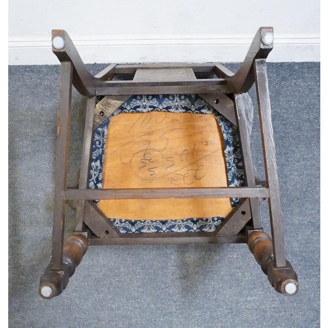 Vintage Antique Solid Oak Rustic Gothic Jacobean Tudor Style Dining Arm Chair For Sale - Image 10 of 11