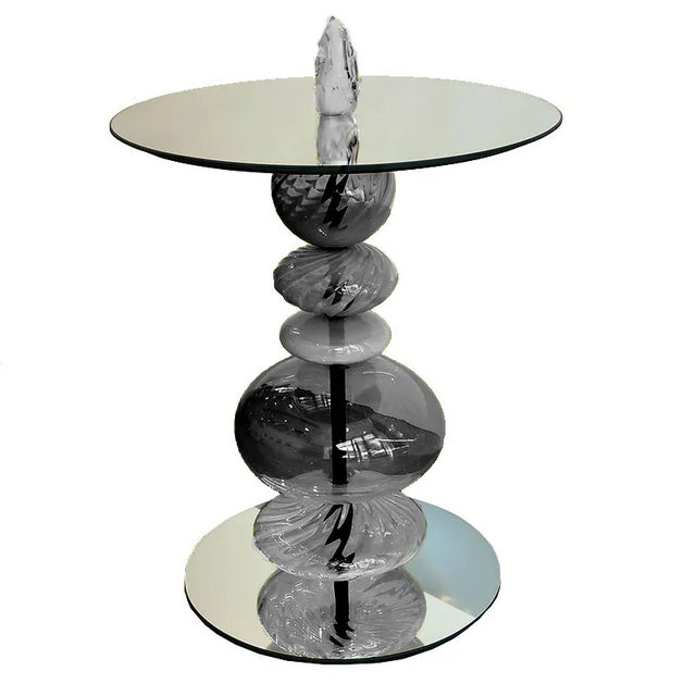 Abacus Glass Tea Table by the Drawing Room Atl in Finish Mink - Size: Tall / Gueridon - Modern Sofa Table in Neutral Gray Glass For Sale - Image 4 of 4