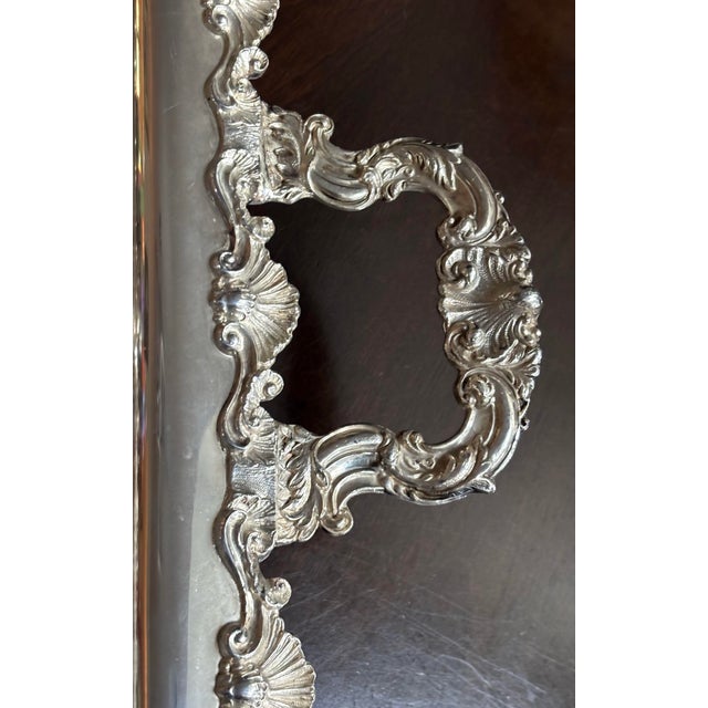 1940s Large Vintage SilverPlate Footed Serving/Bar Tray For Sale - Image 5 of 12