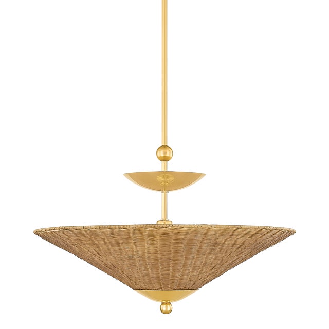 Mitzi Perilla 30 in. 1 Light Pendant in Aged Brass Finish For Sale In New York - Image 6 of 6