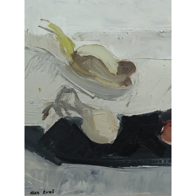 Textile Mid-Century Modern 'Tabletop Forms' Swedish Original Still Life Oil Painting, Framed For Sale - Image 7 of 11