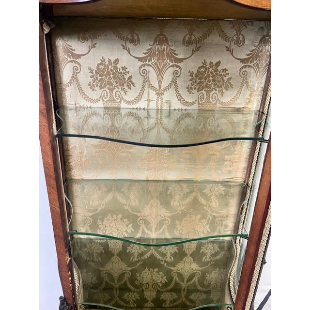 Antique 19th C. French Louis XV Vernis Martin Ormolu Serpentine Vitrine Cabinet For Sale - Image 15 of 18