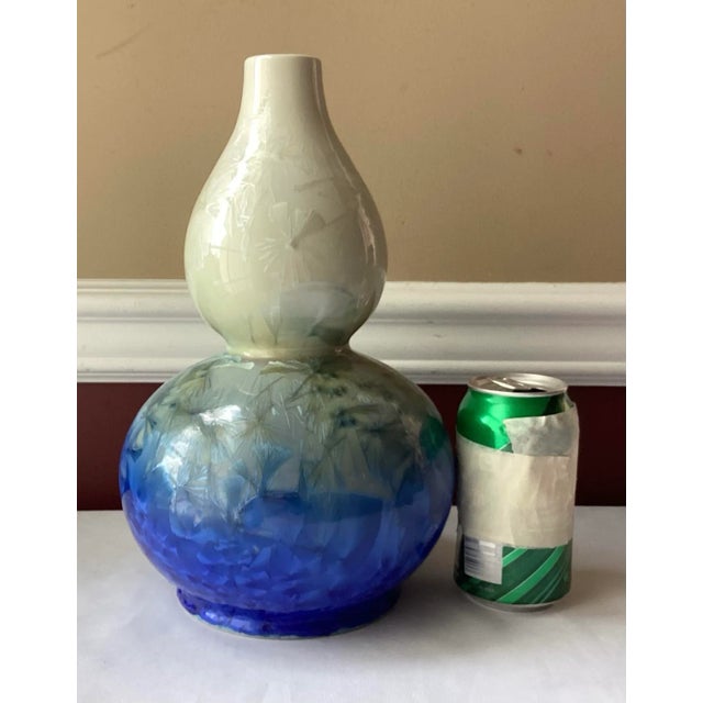 Chinese Vintage Chinese Crystalline Glazed Porcelain Vase in Red Floral Box – Unmarked – 11.5” Tall For Sale - Image 3 of 12