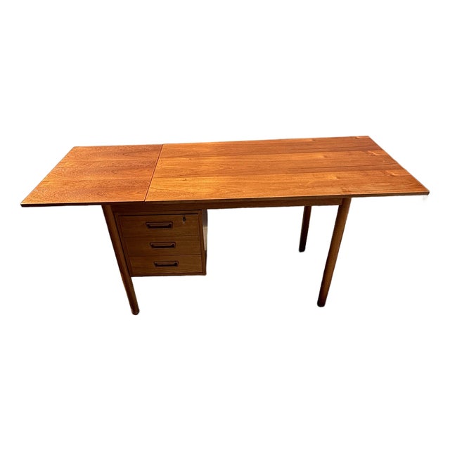 Mid-Century Modern Teak Drop Leaf Desk For Sale