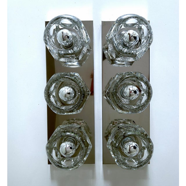 Metal Large Space Age Glass Sconces from Peill & Putzler, 1970s, Set of 2 For Sale - Image 7 of 18