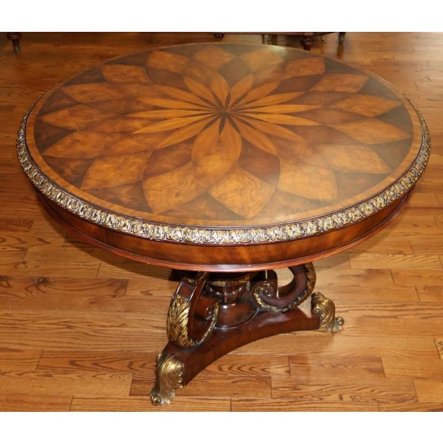 Traditional Maitland Smith Spiro Mixed Wood and Metal Entry Center Table For Sale - Image 3 of 12