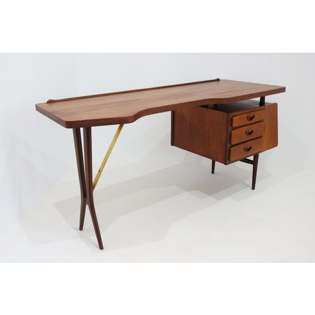 Mid-Century Modern Teak Desk by Louis Van Teeffelen for Webe, 1950 For Sale - Image 10 of 18