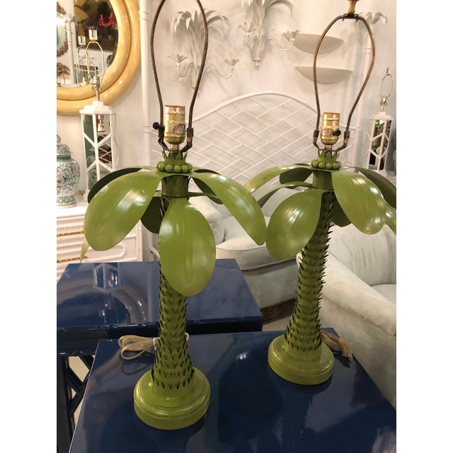 Vintage Tropical Green Metal Tole Palm Leaves Leaf Tree ...