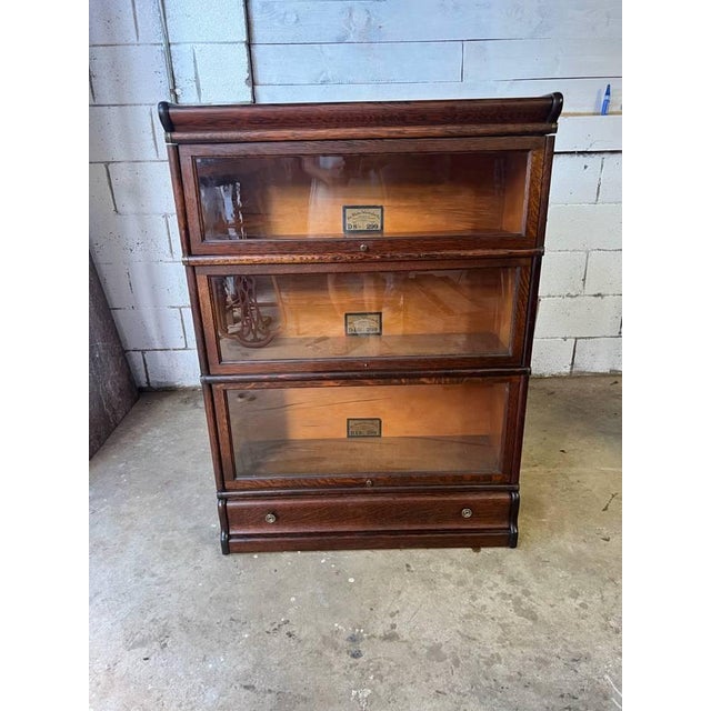 Wood Early 20th Century Globe -Wernicke Antique Tiger Oak Five Stacking Bookcase/ Lawyer Bookcase For Sale - Image 7 of 18