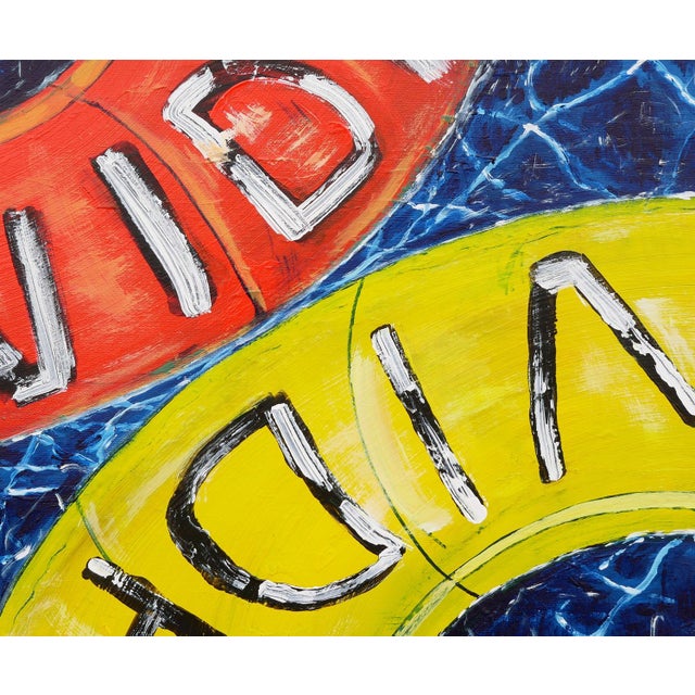 Moisés Villafuerte "Dos Vidas" Blue, Red, and Yellow Contemporary Painting with Texts, 2023 For Sale - Image 9 of 11