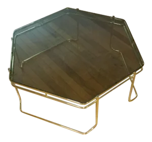 Mid-Century Brass Plated Hexagonal Coffee Table in the Style of Milo Baughman