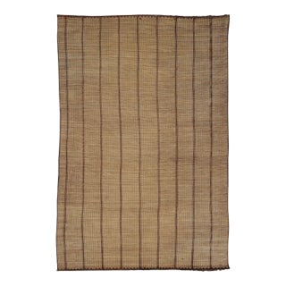 Vintage Tuareg Mat, Beige-Brown With Vertical Geometric Stripes - Rug & Kilim For Sale