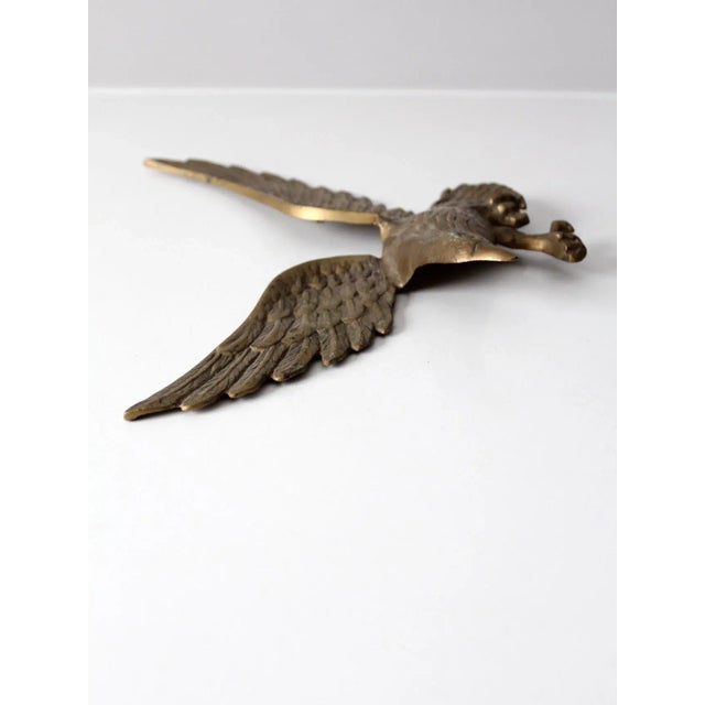 Brass Vintage Brass Eagle Wall Hanging For Sale - Image 8 of 11