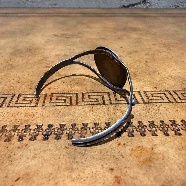 Metal Vintage Native American Navajo Sterling Silver and Turquoise Bear Paw Cuff Bracelet For Sale - Image 7 of 13