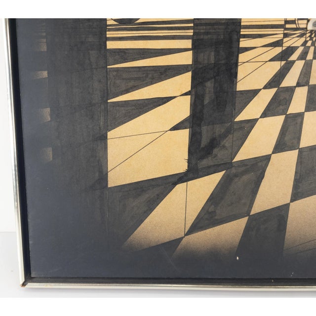 Wood Mid Century Modern Pop Art Abstract Watercolor and Ink Painting For Sale - Image 7 of 12